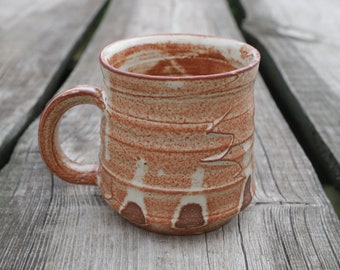 Ceramic Mug. Pottery Coffee Mug. Studio Pottery Cup. Matte White Red Mug. Cappuccino Cup. Large Tea Cup. Rustic Stoneware Mug.