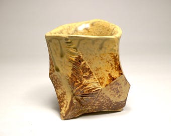 Wood Fired Ash Glazed Pottery Cup, Kurinuki Sake Cup by Paul Fryman