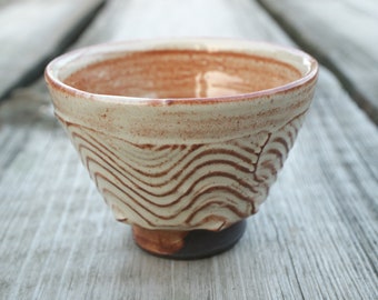 Tea-Bowl, Tea Cup no Handle. Textured Pottery Cup. Drinking Bowl. White Glazed Cup. Wab Sabi Pottery. Studio Ceramics. Yunomi.