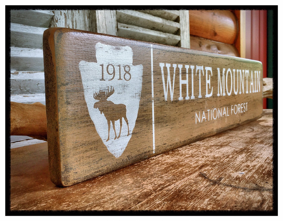 White Mountain National Forest Painted Sign L White Mountain | Etsy