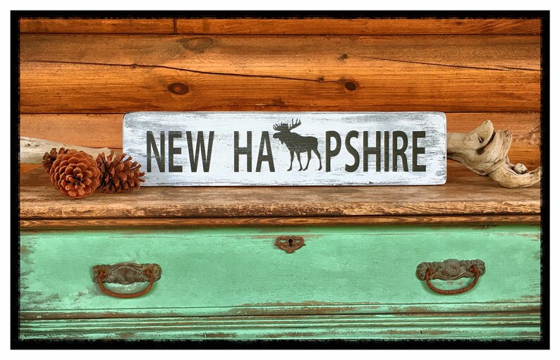New Hampshire Painted Sign l New Hampshire Wooden Sign l New Hampshire Painted Wooden Sign l New Hampshire Sign l NH Moose Sign l