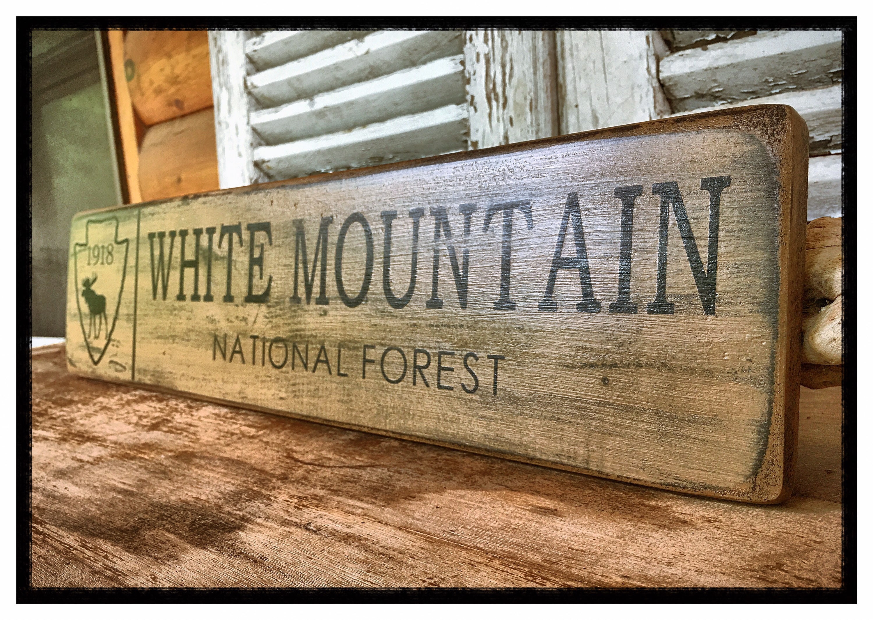 White Mountain National Forest Painted Sign l White Mountain | Etsy