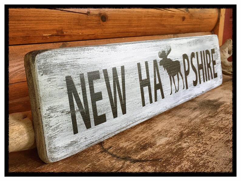 New Hampshire Painted Sign l New Hampshire Wooden Sign l New Hampshire Painted Wooden Sign l New Hampshire Sign l NH Moose Sign l