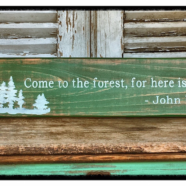 Come To The Forest Painted Sign l John Muir Quote Wood Sign l John Muir Quote l Come to the forest for here is rest l John Muir Quote
