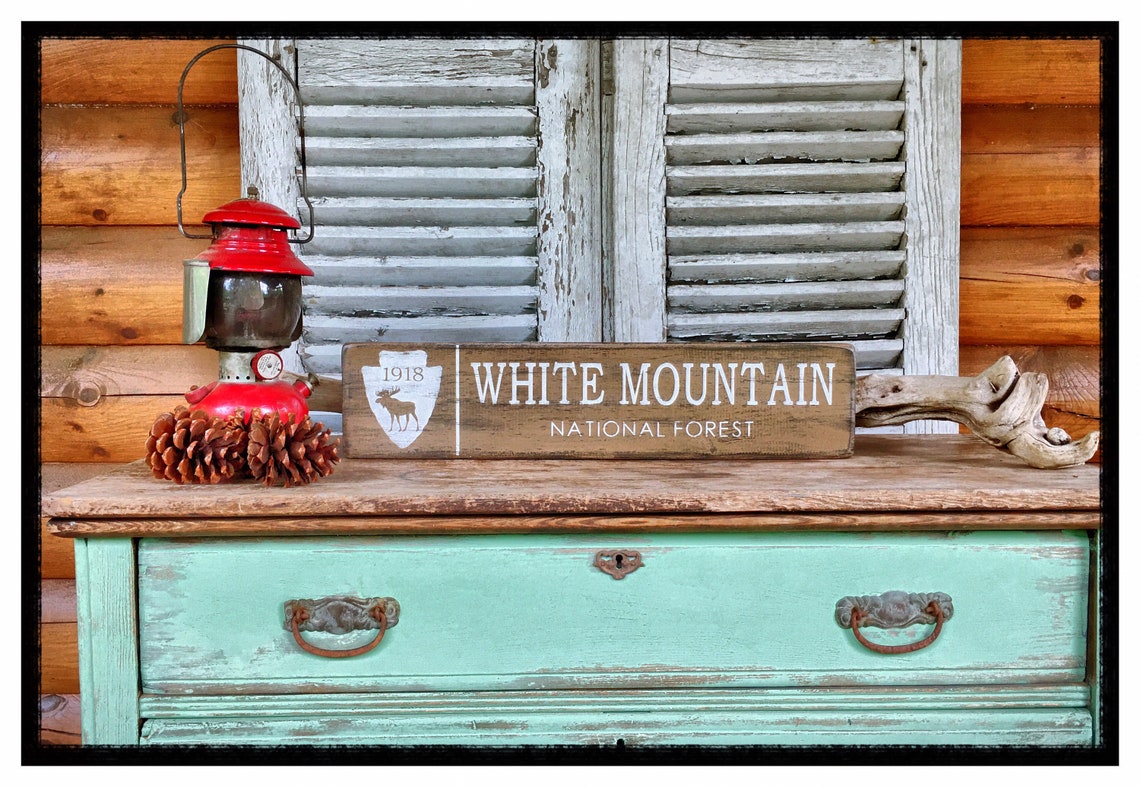 White Mountain National Forest Painted Sign L White Mountain - Etsy