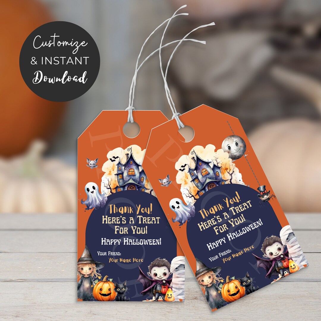 Halloween Thank You Gift Tags Customizable Instant Download Editable ...