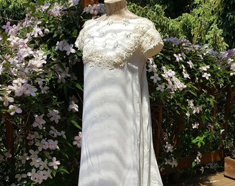 Petite Ivory Cotton Linen Daisy Wedding Dress With Train Jane Austin