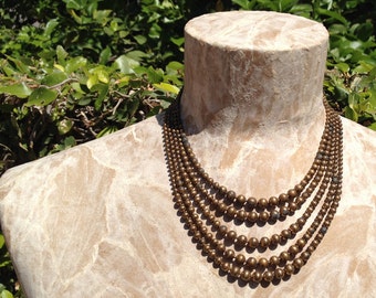 Distressed 5 Strand Metal Bead Vintage Necklace