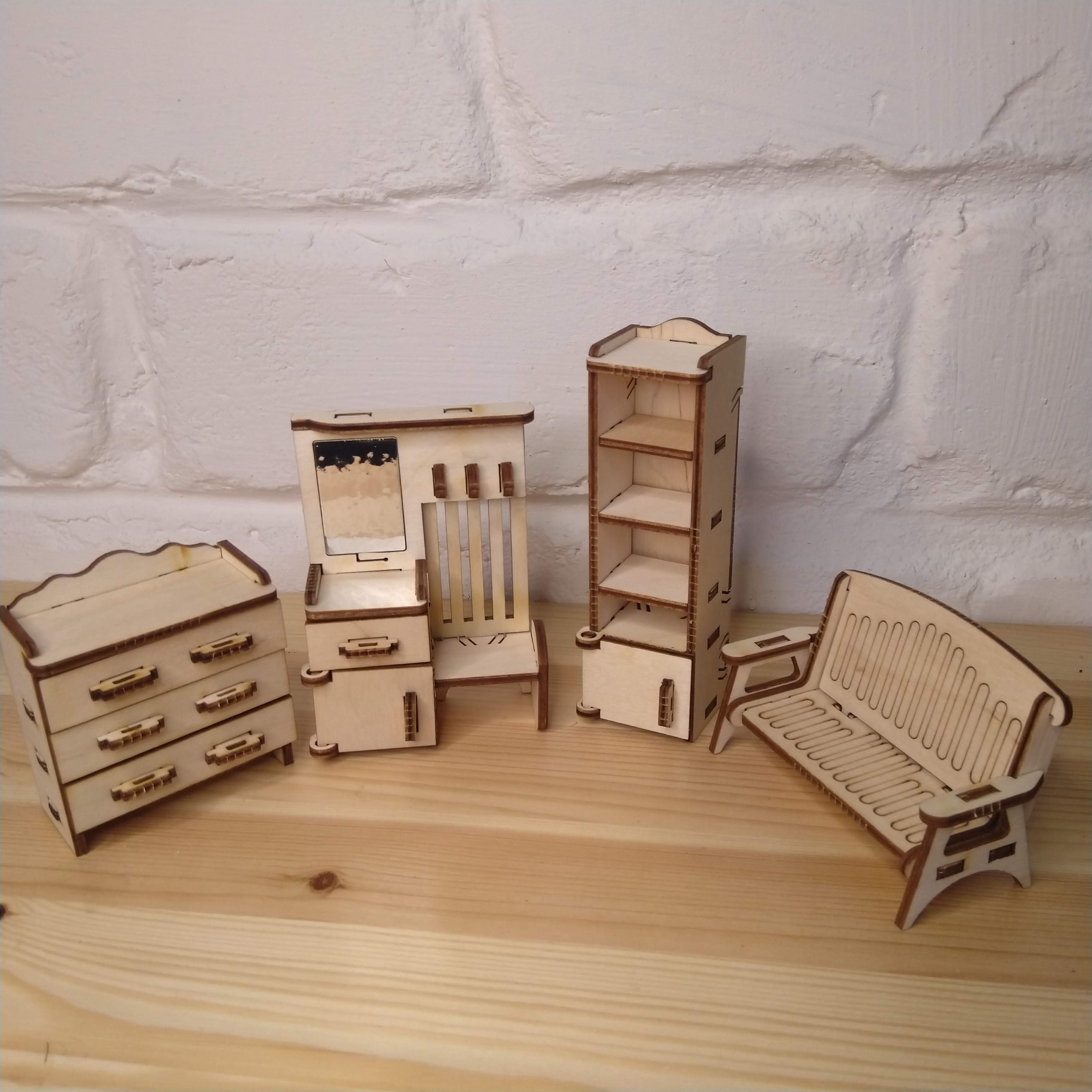 Holz Puppenhaus Möbel Set DIY Flur Möbel Etsy