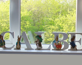 Beatrix Potter Personalised Wooden Letters, Name Plaque, Baby Shower and Birthday Letters, Peter Rabbit Letters, Table Decoration