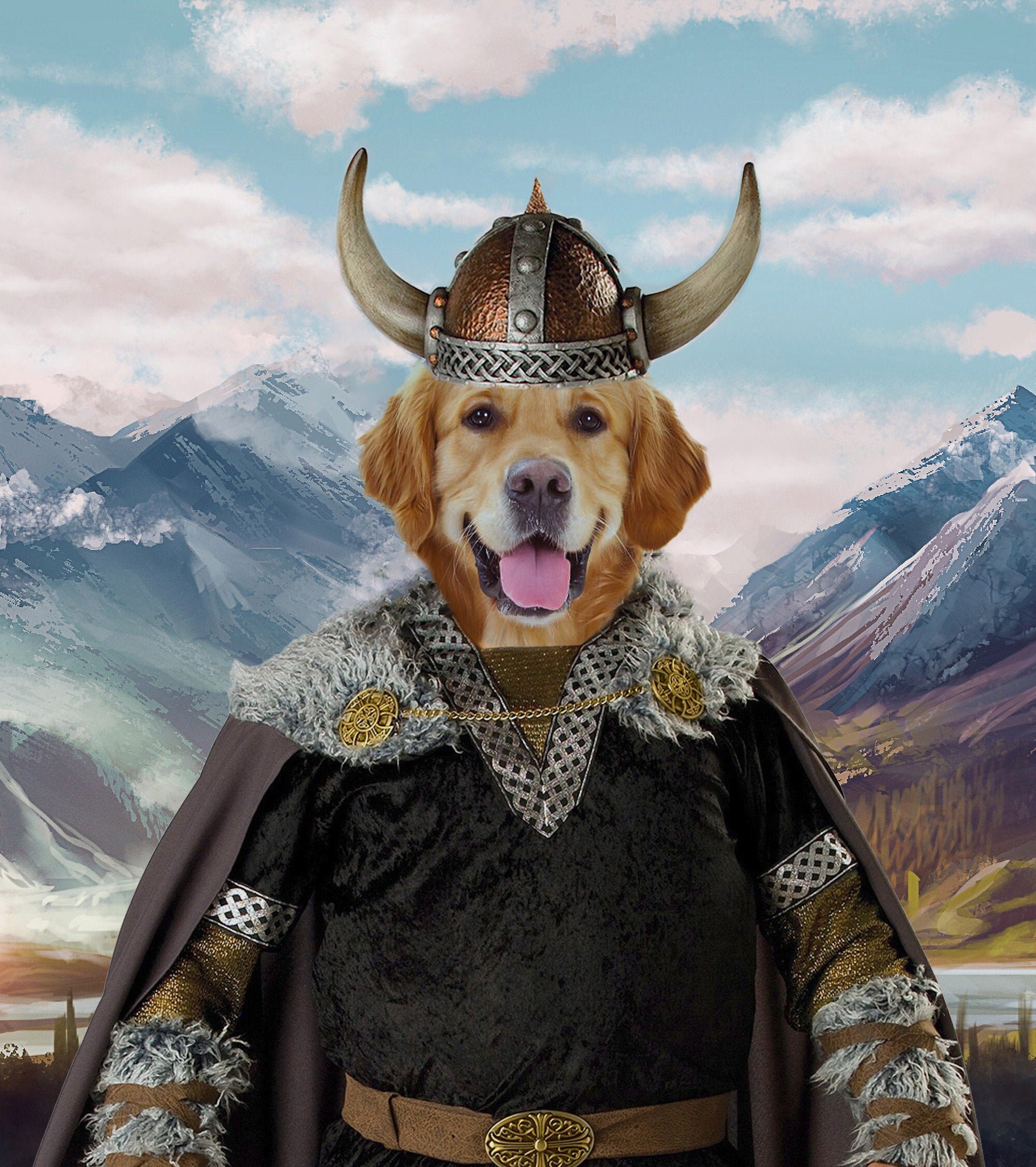 Custom Viking Pet Pet Portrait from Photo Pet Portrait uk Etsy