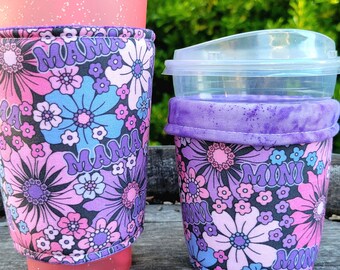 Mama and Mini Set of 2 Coffee Cozies, Insulated Cup Sleeve, Reversible, Mother's Day GIft