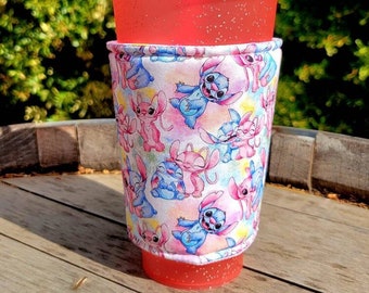 Fantasy Creature Stitch Iced Coffee Cozy, Insulated Sleeve, Reversible, Coffee Lover Gift.