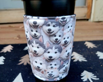 NEW! Husky, Snow Dog, Iced Coffee Cozy, Insulated Cup Sleeve, Reversible, Coffee Lover Gift