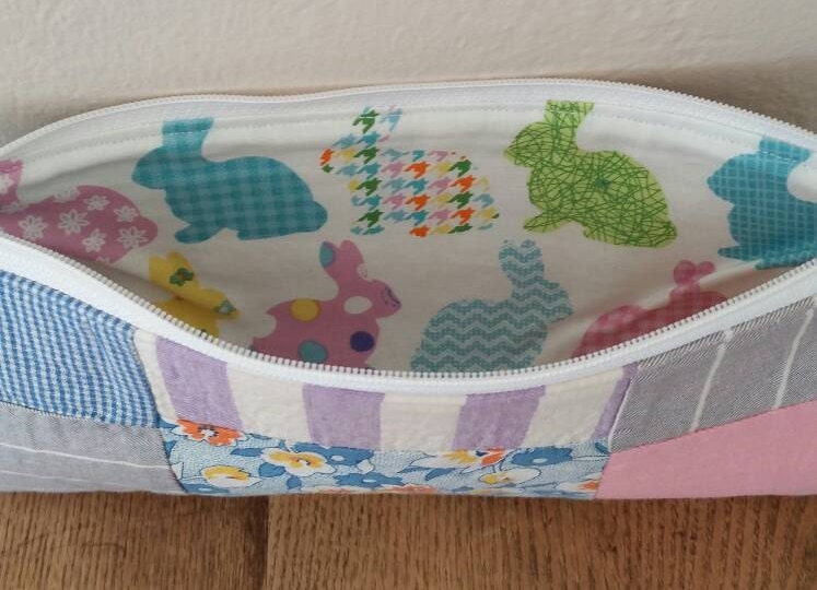 Vintage quilt block zipper pouch cosmetic bag makeup bag Etsy