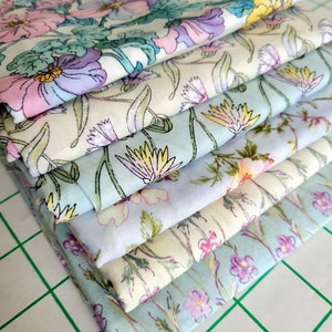 6 Fat Quarter Bundle Garden Romance by Cheri L. Strole, Spring Florals, 6 FQs Total, Quilting Cotton, 18" x 22" EACH