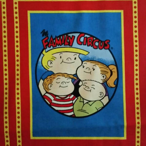 The Family Circus Soft Fabric Book Panel, Quiet Book, Quilt Block Panel, Soft Blocks, Cloth Napkins, Wall Art.