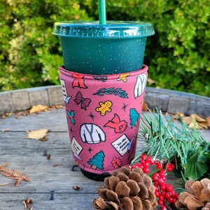 Tis The Damn Season Coffee Cozy Iced OR Hot, Insulated Sleeve, Reversible, Iced Coffee Lover Gift