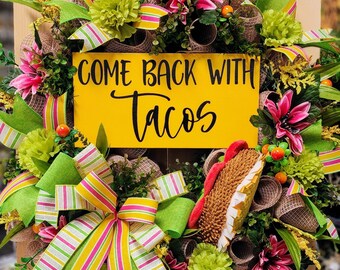 Taco Tuesday, Fiesta Wreath, Taco Wreath, Taco Lover, Taco Obsessed, Everyday Wreath, Funny Front Door Wreath, Cinco de Mayo Decor