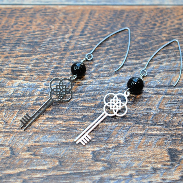 Greek Titan Goddess of Witchcraft Hekate Key Earrings, Pagan, Wiccan, Hellenismos