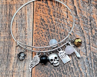 Greek Thanatos God of Death Bangle Bracelet, Pagan, Wiccan, Hellenismos, Witchcraft