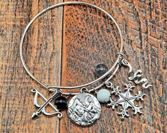 Norse Skadi Goddess of Winter Bangle Bracelet, Pagan, Wiccan, Heathen, Witchcraft
