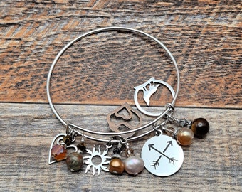 Greek Leto Goddess of Motherhood Bangle Bracelet, Pagan, Wiccan, Hellismos, Witchcraft, Apollo, Artemis
