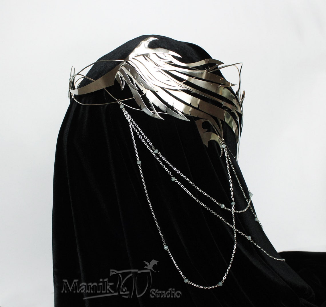 Diadem Griffin Elven tiara Metal wings Jewelry Games Etsy