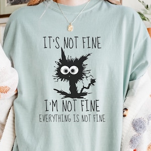 Frazzled Cat Comfort Colors Tee, Funny Anxiety Meme Shirt