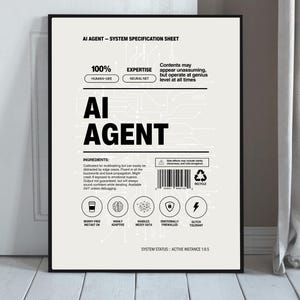 AI Agent Matte Vertical Poster, Tech Humor Wall Art for Coders