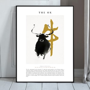 Year of the Ox Museum-Style Matte Poster | Chinese Zodiac Ink Print for Lunar New Year