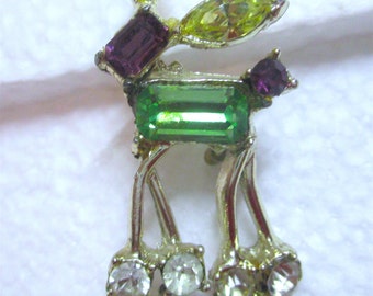 Vintage Petite Rhinestone Deer Multicolored Tiny Pin