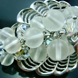 Vintage Park Lane Silver Tone Ocean Clam Shell Crystal Cluster Dangle Pin Brooch
