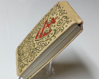 Early Vintage Vashe Combination Powder Rouge Compact Complete Leather