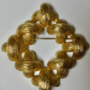 Massive Signed Castlecliff Brutalist Statement Brooch Pin Triple Xs Gold Tone image 1