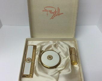 Unused Style Set By Zell Powder Compact Comb Lipstick Tube Original Box