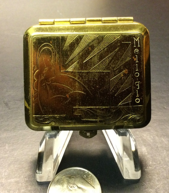 Tiny Vintage Melloglo Powder Compact Original Puf… - image 1