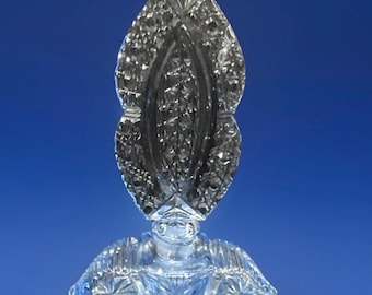 Vintage Blue Art Deco Cut Glass Large Made In Czechoslovakia Perfume Bottle