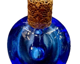 Petite Vintage Morlee Cobalt Blue Perfume Bottle Dauber Intact