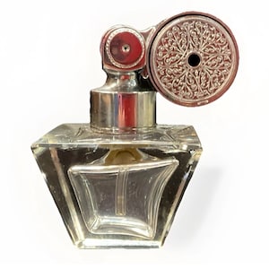 Frasco de perfume atomizador Marcel Franck Escale Baccarat, metal plateado, patentado