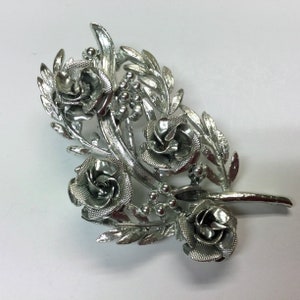 Coro Silber Brosche Rosen Blumenstrauß Vintage