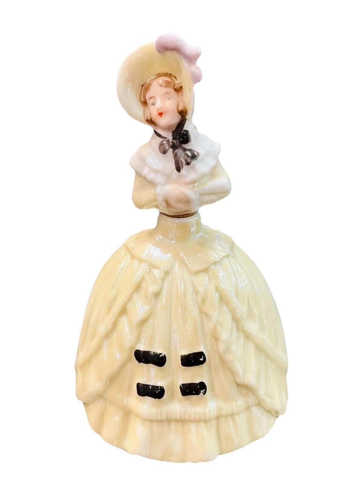 Porcelain Figural Perfume Bottle Woman Lady Half Doll Book Piece