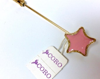 Vintage Coro Pegasus Stick Pin Pink Star Original Tags