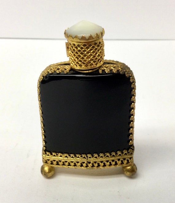 Unique Ornate Mini Austrian Perfume Bottle Black … - image 6