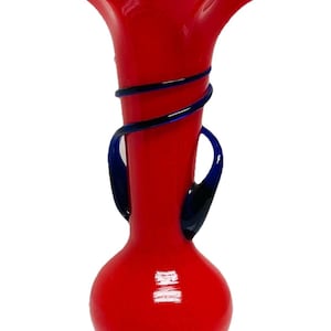 Made In Czechoslovakia Art Deco Vase Red Cobalt Blue Snake