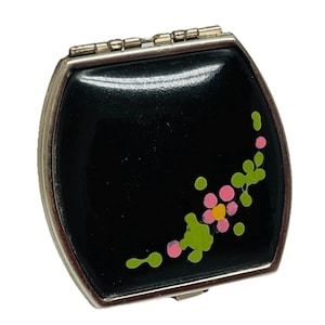 Early Combination Powder Rouge Compact Black Enamel All Original
