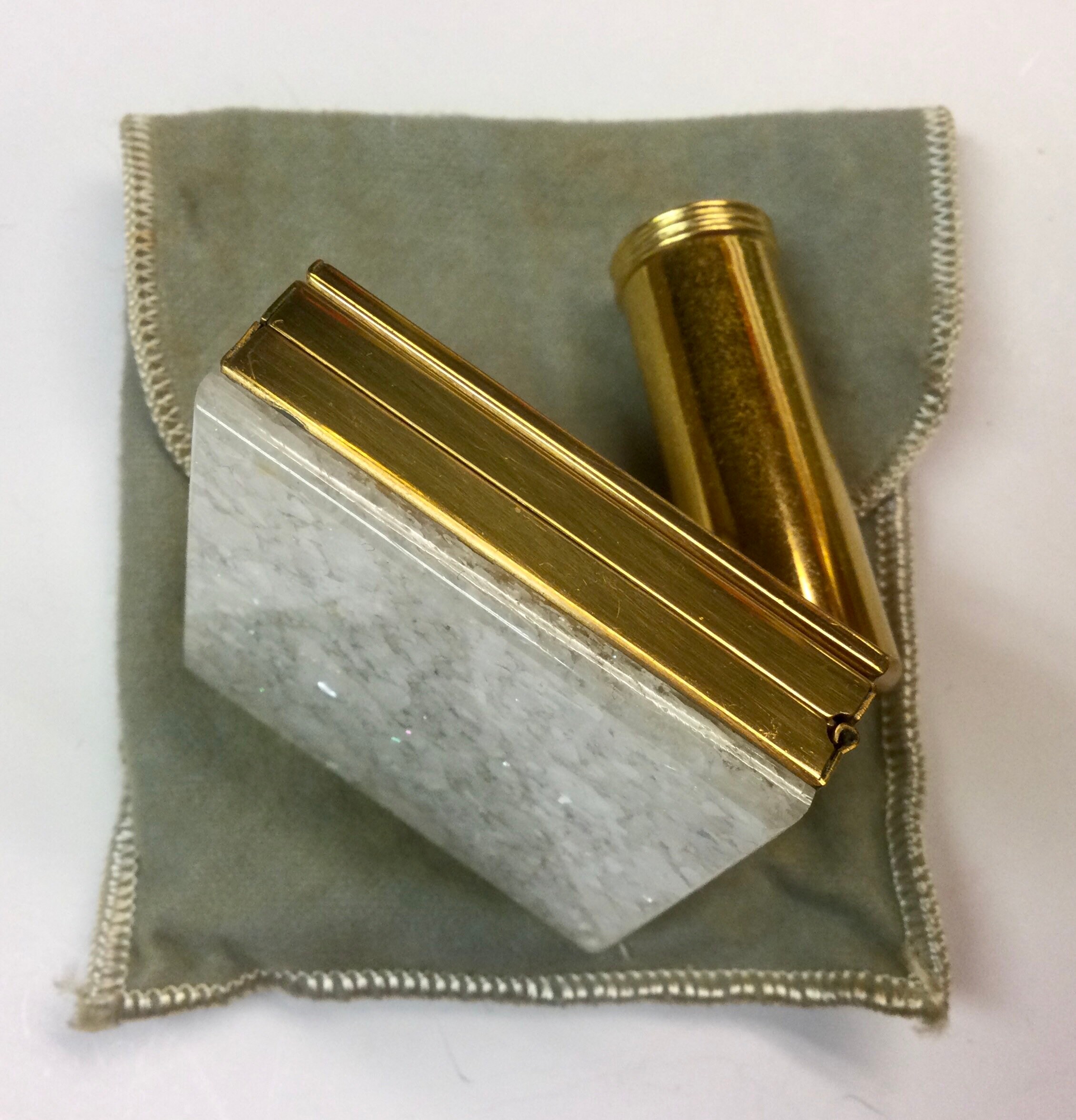 Vintage Combination Powder Compact and Lip Stick With Mirror Lucite Confetti