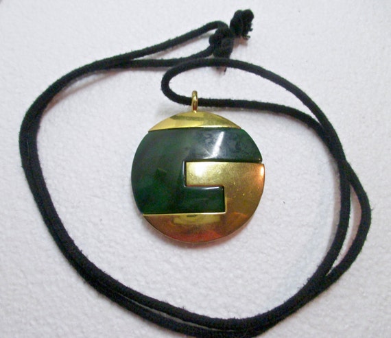 Vintage Asian Style Givenchy Jade Green and Gold … - image 3