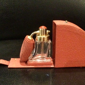 DeVilbiss Travel Perfume Bottle Atomizer Leather Case Art Deco