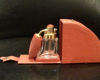 DeVilbiss Travel Perfume Bottle Atomizer Leather Case Art Deco